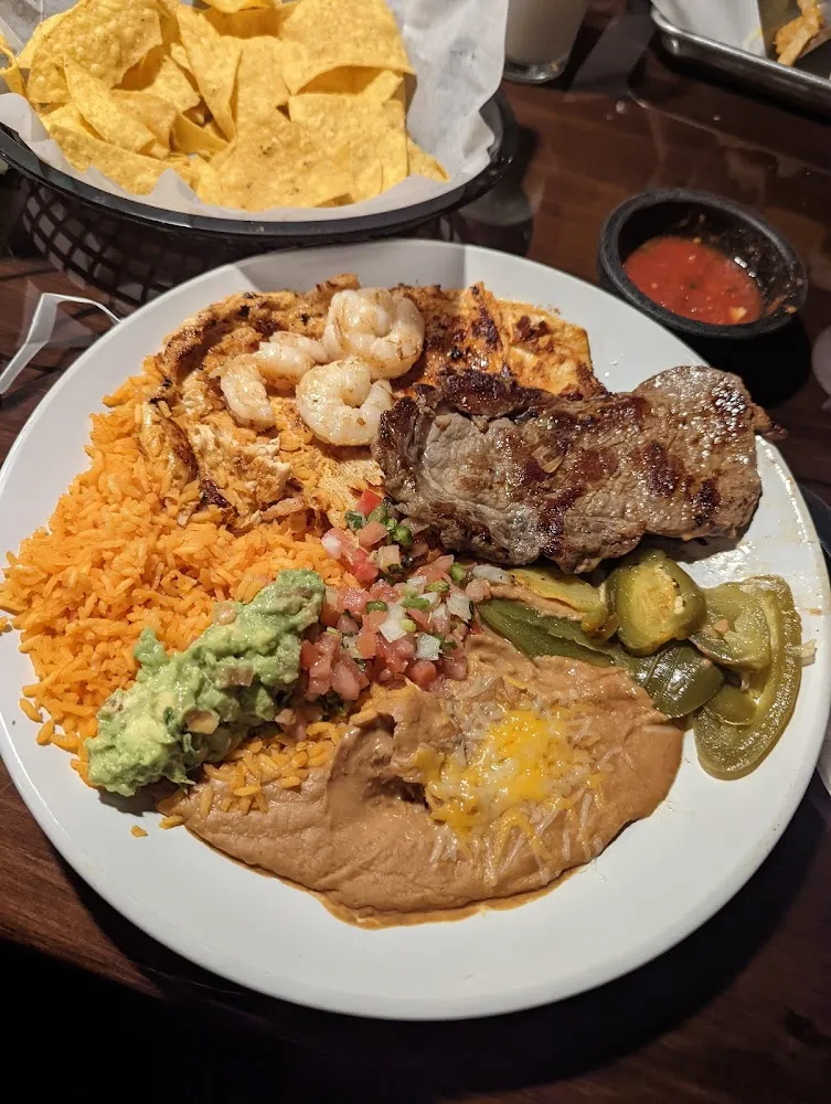 Steak Shrimp Chicken Steak Beans and Rice
